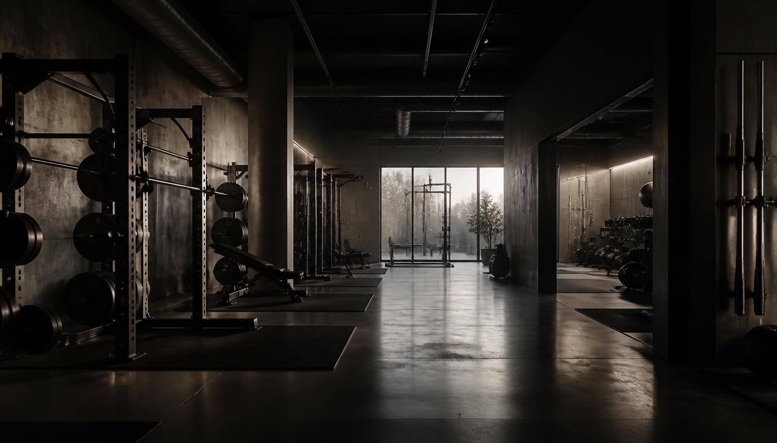 Strength training floor prepared for a coached session